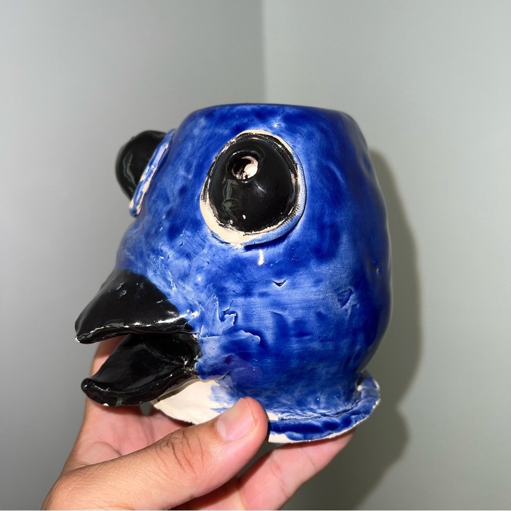 Blue alien animal sculpture